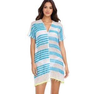 Lemlem Ruki Split Mini Tunic Swim Cover Up Dress One Size